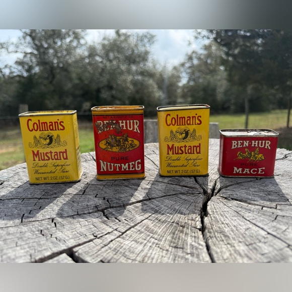 Vintage Other - Vintage Mustard and Spice Tins - Yellow and Red